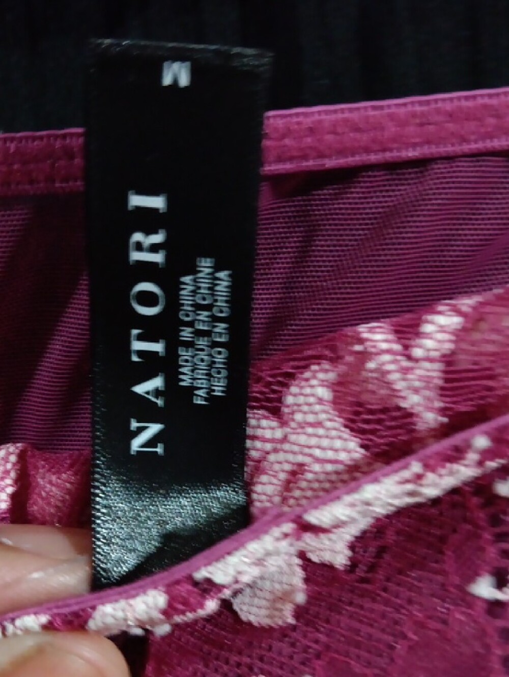 Plunge T-Shirt Bra [36B] and Panty [Medium] Set with White Lace Trim — Magenta - Picture 9 of 9